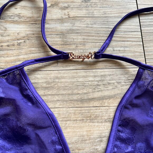 Savage X Fenty Bra Strap Up Lace Bralette 3XL Purple Blue NWT - Picture 4 of 7